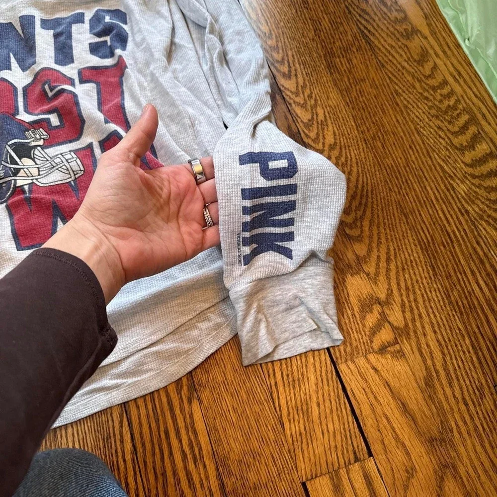 Vintage PINK Victoria's Secret New York Giants NFL long sleeve thermal football